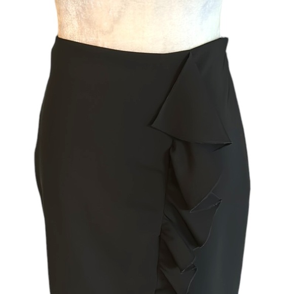 ZARA Black Ruffle Stretch Midi Pencil Skirt - S - Picture 3 of 12